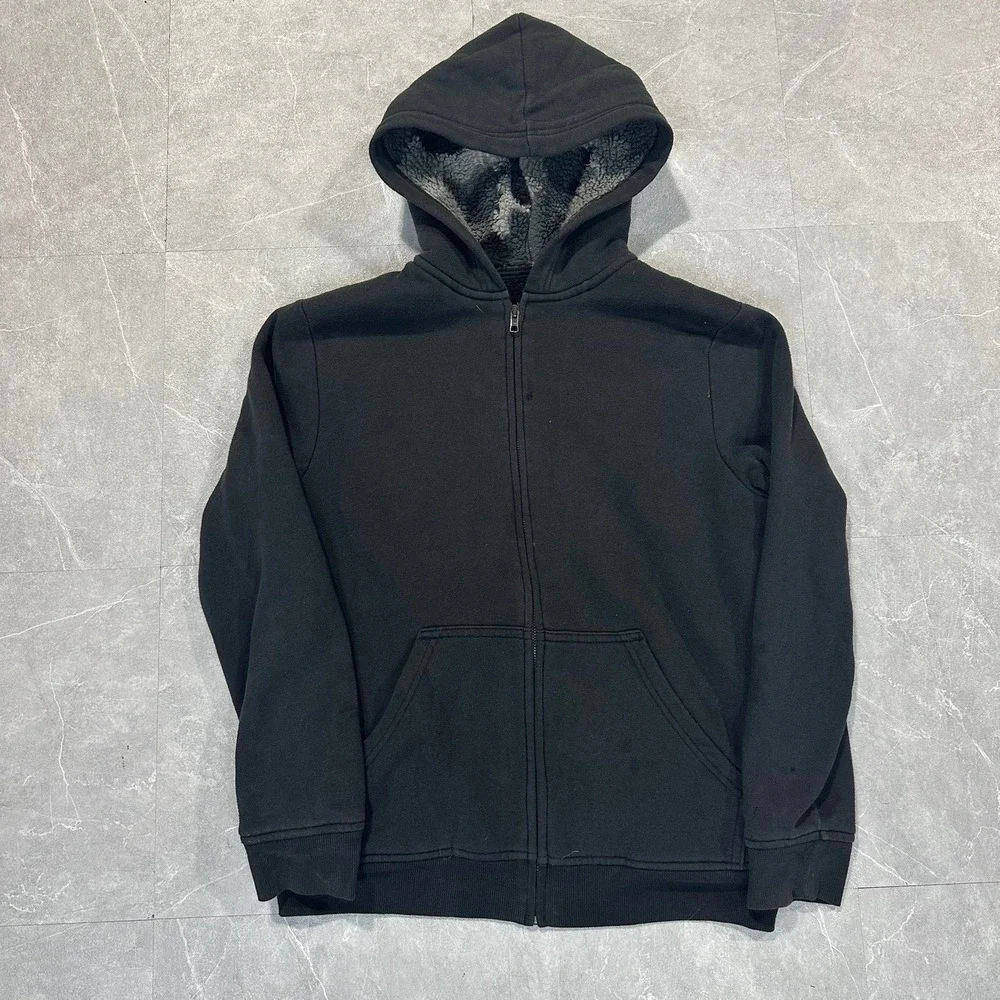Urban Pipeline Kids Large Black Sherpa Lined Full Zip Hoodie Sweatshirt